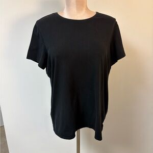 Eileen Fisher Womens Black Organic Cotton T Shirt Large
